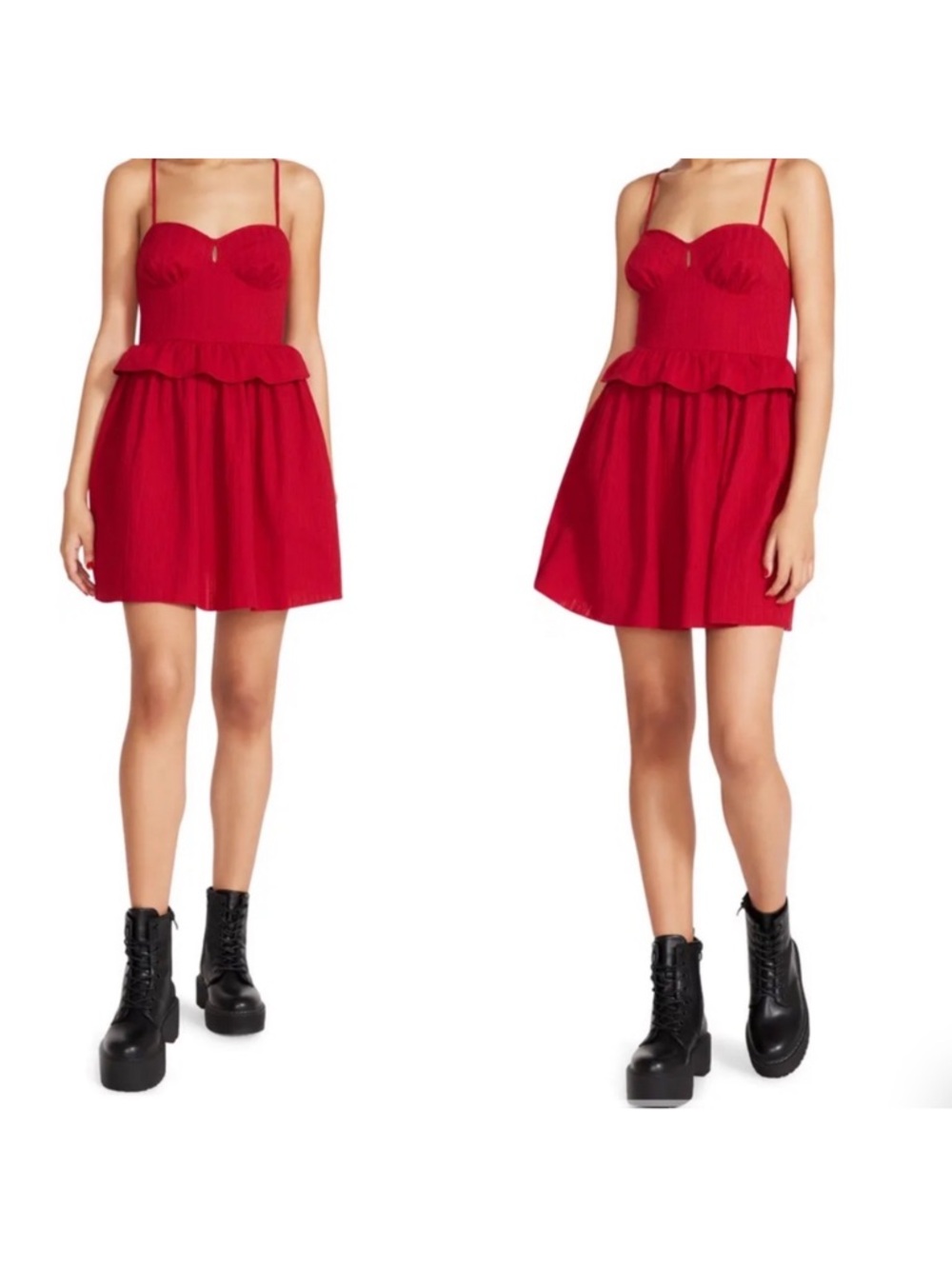 Betsey Johnson Red Bustier Peplum Dress Size Small